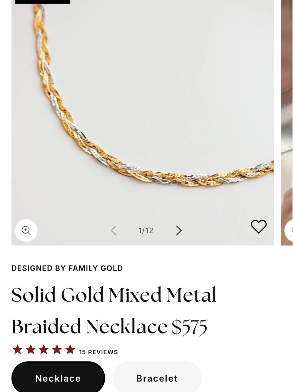 ‼️ISO- Local Eclectic Solid Gold Mixed Metal Braided Necklace